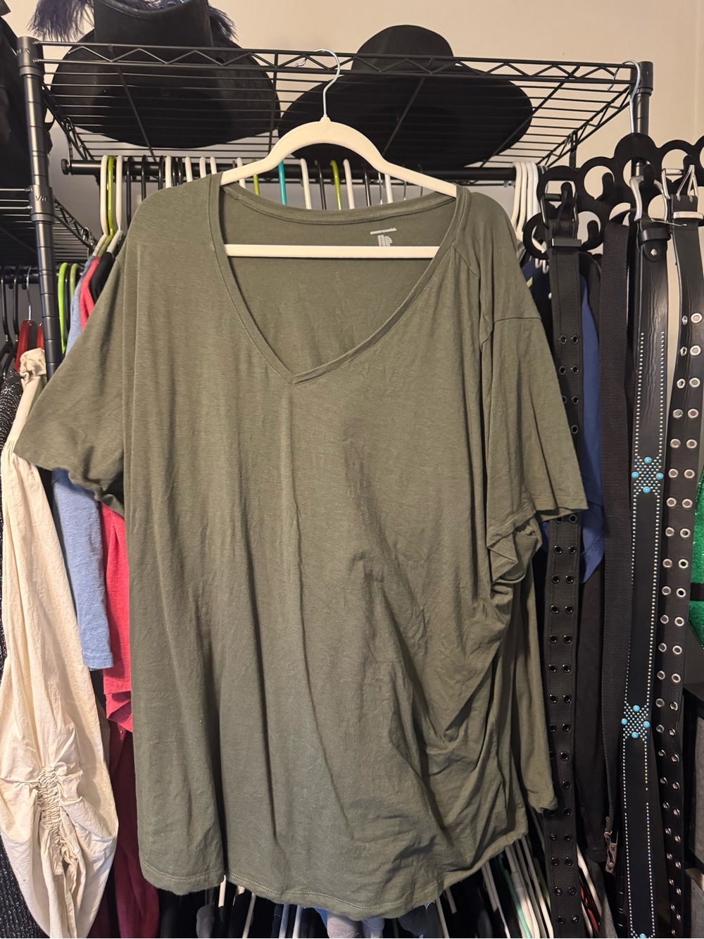 Amazon Essentials Olive Green V-Neck Tunic Top